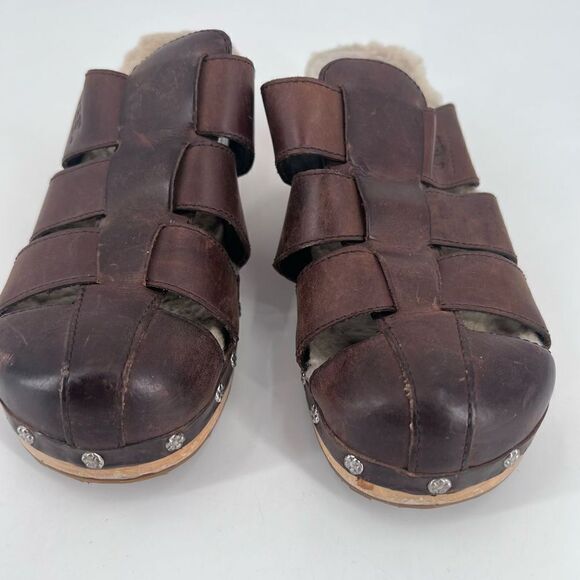 Ugg Fisherman Ore Clogs Sherpa lined Gaucho shoes sandals Size 9 - Picture 3 of 11
